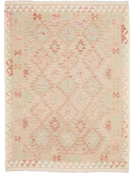 Rug Kilim Afghanistan 147x200 Cream Coral Pink