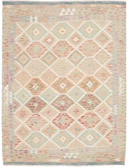 Rug Kilim Afghanistan 151x197 Beige Coral Blue