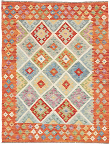 Rug Kilim Afghanistan 150x194 Orange Light Blue