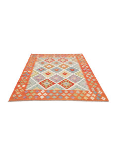 Rug Kilim Afghanistan 150x194 Orange Light Blue 2