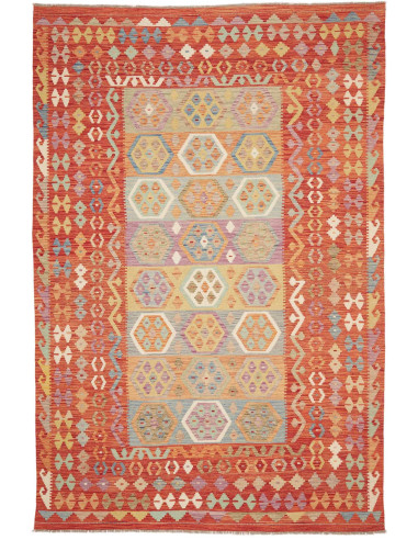 Rug Kilim Afghanistan 200x303 Red Orange Terrac
