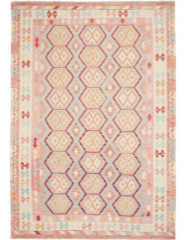 Rug Kilim Afghanistan 203x295 Pink Light Blue I