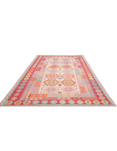 Rug Kilim Afghanistan 201x303 Coral Pink Turquo 2