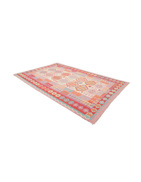 Rug Kilim Afghanistan 201x303 Coral Pink Turquo