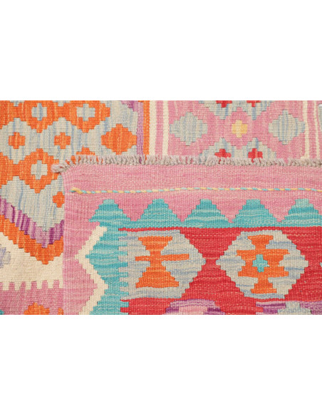 Rug Kilim Afghanistan 201x303 Coral Pink Turquo