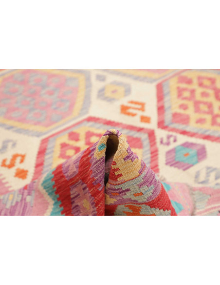 Rug Kilim Afghanistan 201x303 Coral Pink Turquo