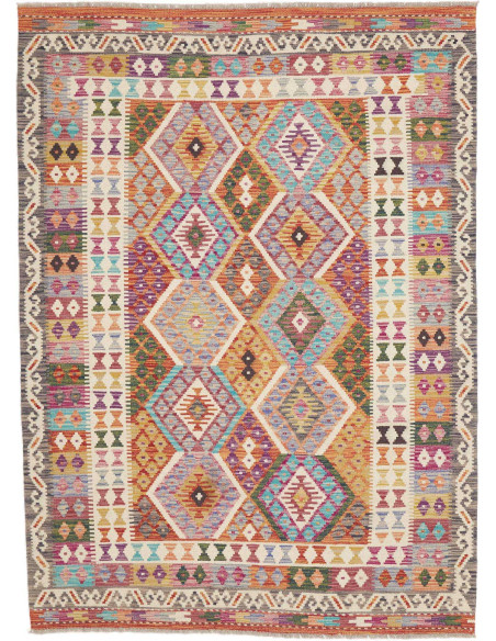 Rug Kilim Afghanistan 150x206 Cream Orange Blue