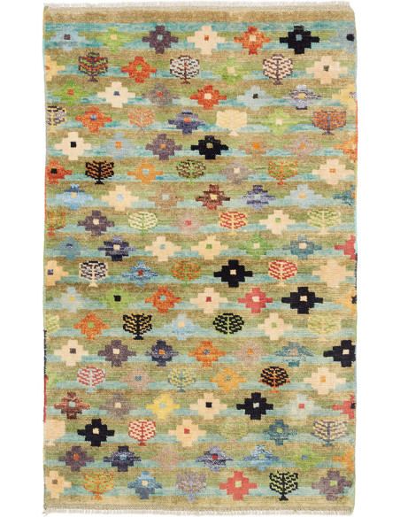 Tappeto Gabbeh Marrakech Pakistan 93x151 Verde