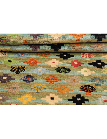 Tappeto Gabbeh Marrakech Pakistan 93x151 Verde