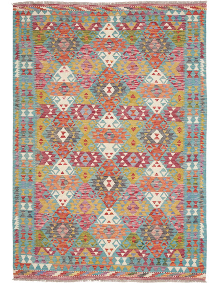 Rug Kilim Afghanistan 165x246 Teal Pink