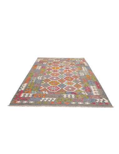 Tappeto Kilim Afghanistan 183x250 Grigio Blu