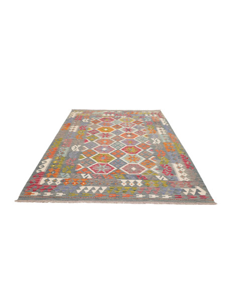 Tappeto Kilim Afghanistan 183x250 Grigio Blu