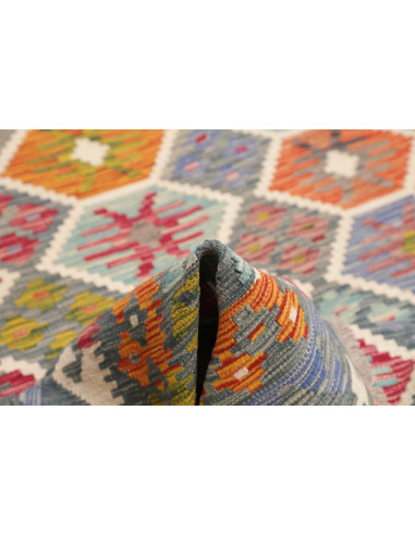 Tappeto Kilim Afghanistan 183x250 Grigio Blu