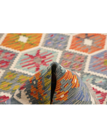 Tappeto Kilim Afghanistan 183x250 Grigio Blu