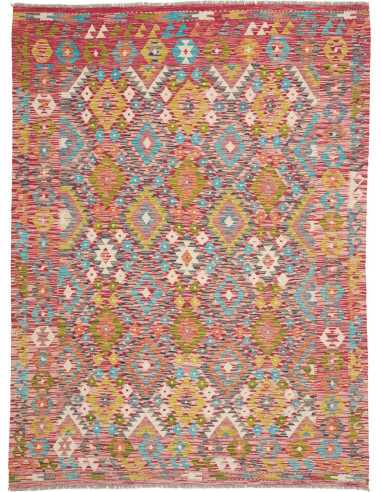 Tappeto Kilim Afghanistan 183x244 Rosso Corallo