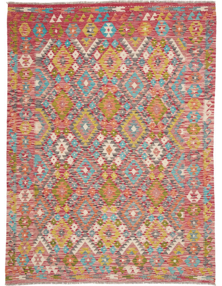 Tappeto Kilim Afghanistan 183x244 Rosso Corallo