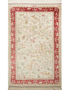 Rug Ghom silk Persia yellow maroon 74x114