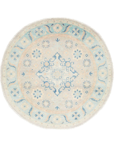 Rug Kazak Afghanistan 99x99 Light Blue Beige