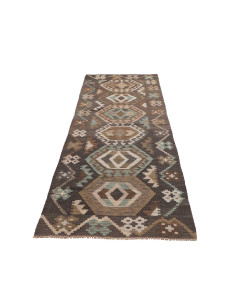 Rug Kilim Afghanistan 82x288 Charcoal Grey Beig 2