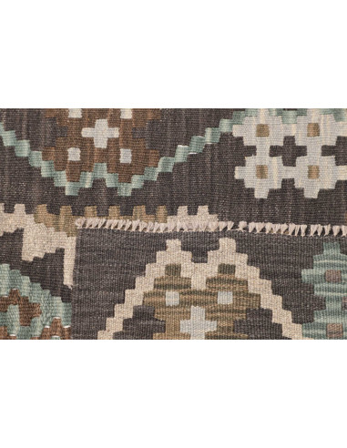 Rug Kilim Afghanistan 82x288 Charcoal Grey Beig