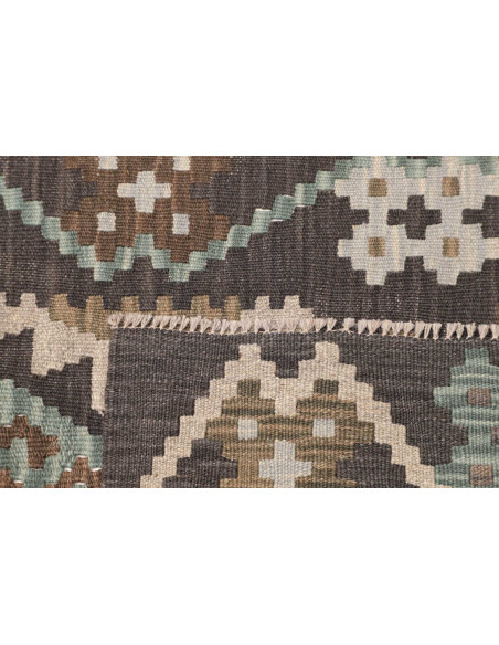 Rug Kilim Afghanistan 82x288 Charcoal Grey Beig