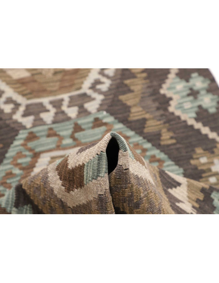 Rug Kilim Afghanistan 82x288 Charcoal Grey Beig