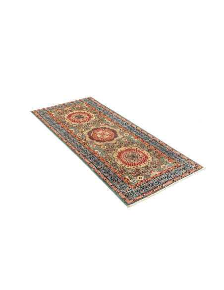 Tappeto Mamlouk Pakistan 74x182 Turchese Rosso