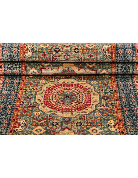 Tappeto Mamlouk Pakistan 74x182 Turchese Rosso
