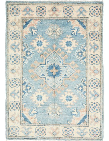Hand Made Rug Kazak Afghanistan 63x90 Sky Blue