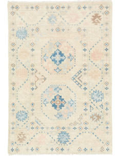 Hand Made Rug Kazak Afghanistan 62x90 Cream Blu