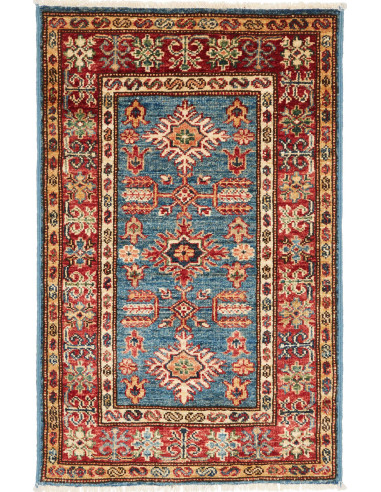 Hand Made Rug Kazak Fine Pakistan 59x96 Blue Re