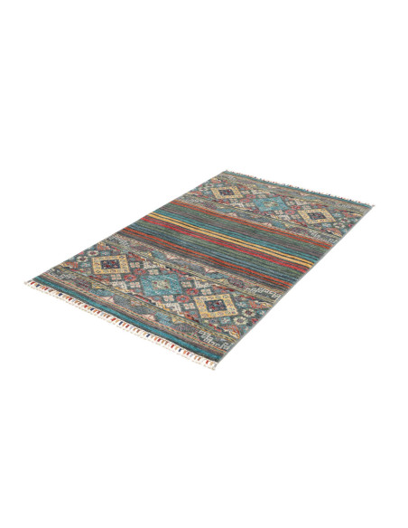 Hand Made Rug Rubin Pakistan 100x154 Teal Red O