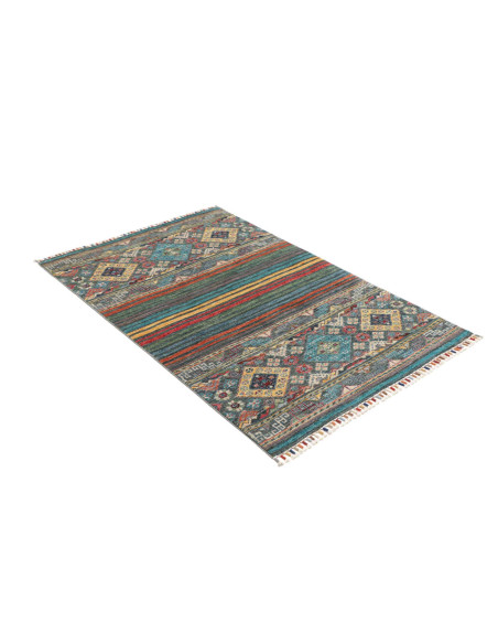 Hand Made Rug Rubin Pakistan 100x154 Teal Red O