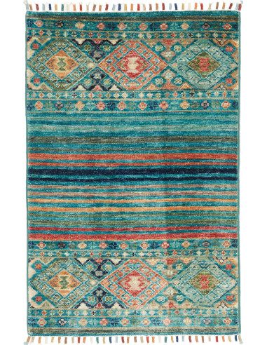 Hand Made Rug Rubin Pakistan 59x92 Teal Orange