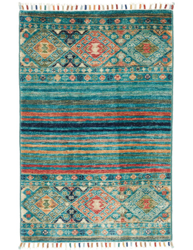 Hand Made Rug Rubin Pakistan 60x92 Turquoise Or