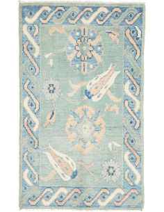Hand Made Rug Kazak Afghanistan 59x96 Teal Blue