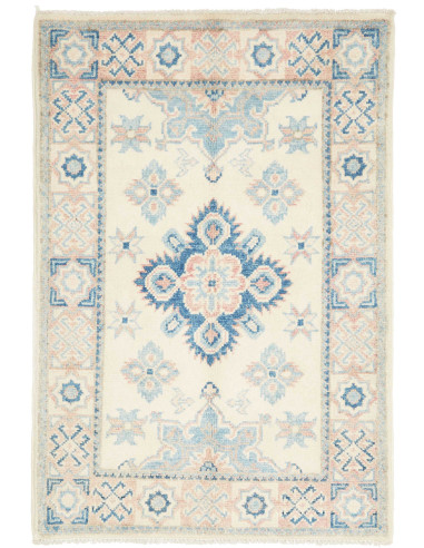 Hand Made Rug Kazak Afghanistan 62x90 Cream Blu