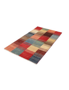 Hand Made Rug Mosaic Pakistan 88x143 Red Blue 2