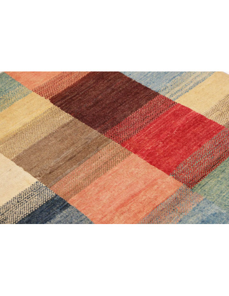 Hand Made Rug Mosaic Pakistan 88x143 Red Blue