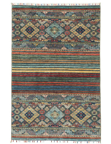 Hand Made Rug Rubin Pakistan 99x151 Teal Terrac