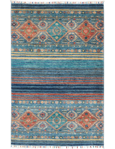 Hand Made Rug Rubin Pakistan 101x152 Teal Blue