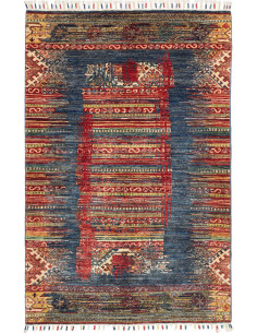 Hand Made Rug Mosaic Pakistan 102x152 Blue Red