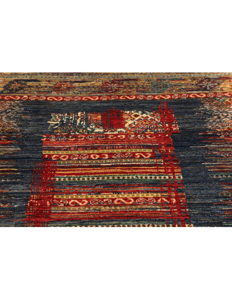Hand Made Rug Mosaic Pakistan 102x152 Blue Red