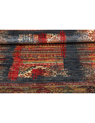 Hand Made Rug Mosaic Pakistan 102x152 Blue Red