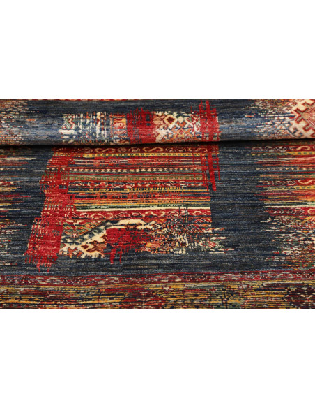 Hand Made Rug Mosaic Pakistan 102x152 Blue Red
