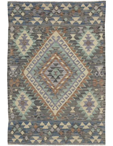 Hand Made Rug Kilim Afghanistan 100x149 Blue Gr