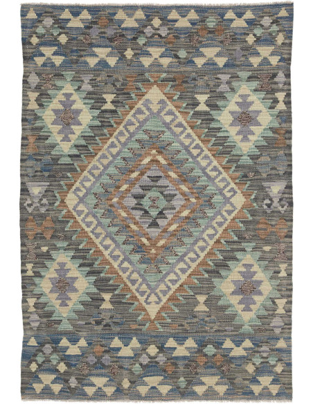 Hand Made Rug Kilim Afghanistan 100x149 Blue Gr