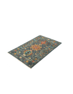 Rug Tribal Pakistan 79x124 Petrol Blue Rust Gol 2