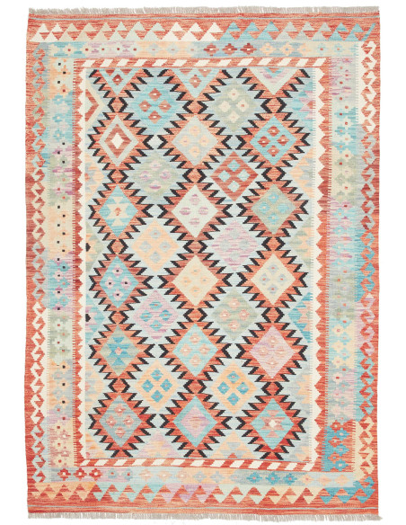 Tappeto Kilim Afghanistan 143x201 Azzurro Terra