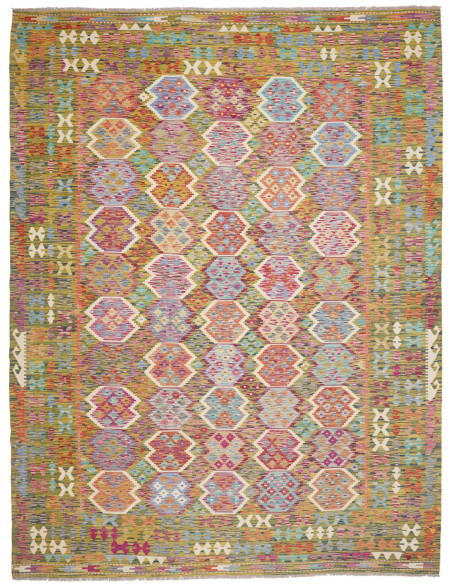 Rug Kilim Afghanistan 262x345 Olive Green Mauve